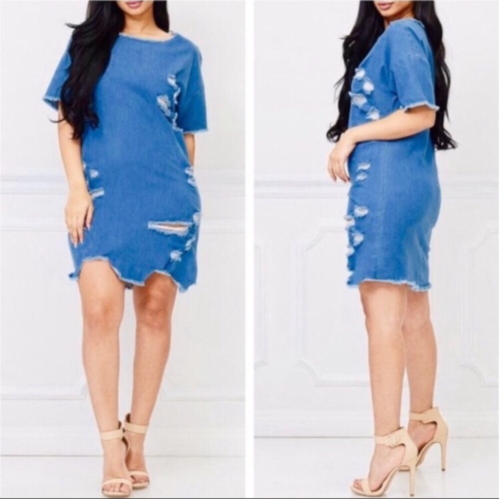 Distressed Denim Dress